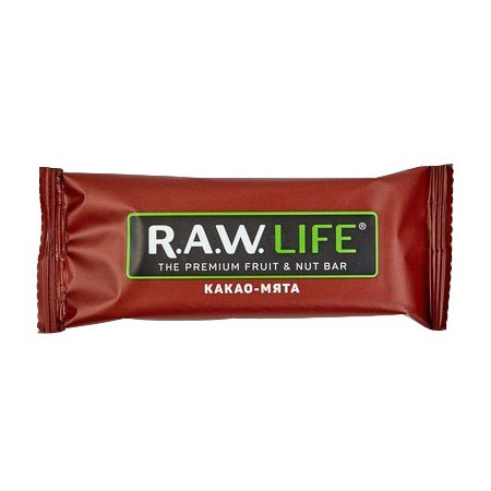 R.A.W LIFE. Орехово-фруктовый батончик "Какао-Мята", 47 г