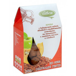 Vitlen. Печенье с кукурузной мукой, яблоком и тыквенными семечками на мальтите, 200 г
