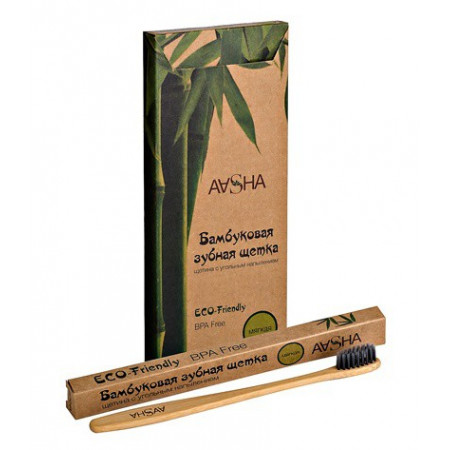 Aasha. Зубная щетка бамбуковая с угольным напылением (мягкая жесткость).