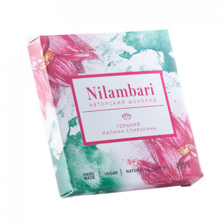 Nilambari. Шоколад горький малина-спирулина, 65 г