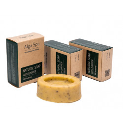 Alga Spa. Мыло ручной работы твердое натуральное из живой суспензии Chlorella с можжевельником, 80 г