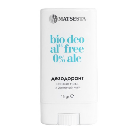 Matsesta. BIO DEO Дезодорант-стик свежая мята и зеленый чай (15 гр)