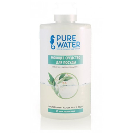Pure Water. Моющее средство для посуды с Эфирным маслом эвкалипта 450 мл (флакон без дозатора)