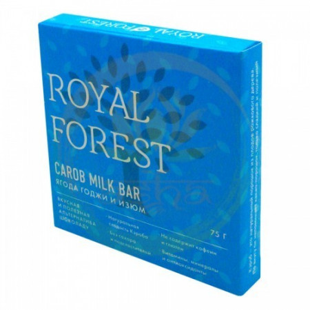 Royal Forest. Шоколад из кэроба с ягодой годжи и изюмом Carob milk bar, 75 г