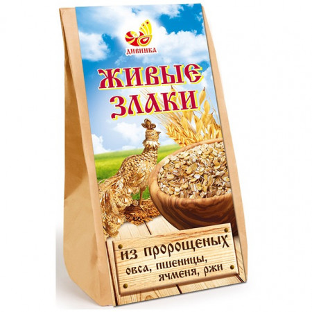 Дивинка. Хлопья 4 злака пророщенные "Живые Злаки" 300 г