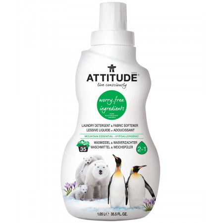 Attitude. Концентрированная жидкость для стирки 2 в 1 Маунтин Эссеншиалз, 1040 мл/ 35 стирок 